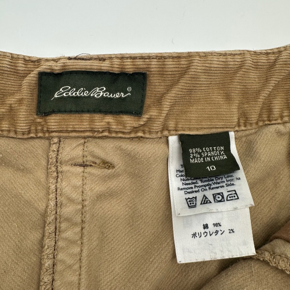 Eddie Bauer Tan Corduroy Midi Skirt Womens 10 Brown A-Line Stretch Cotton - Picture 5 of 9